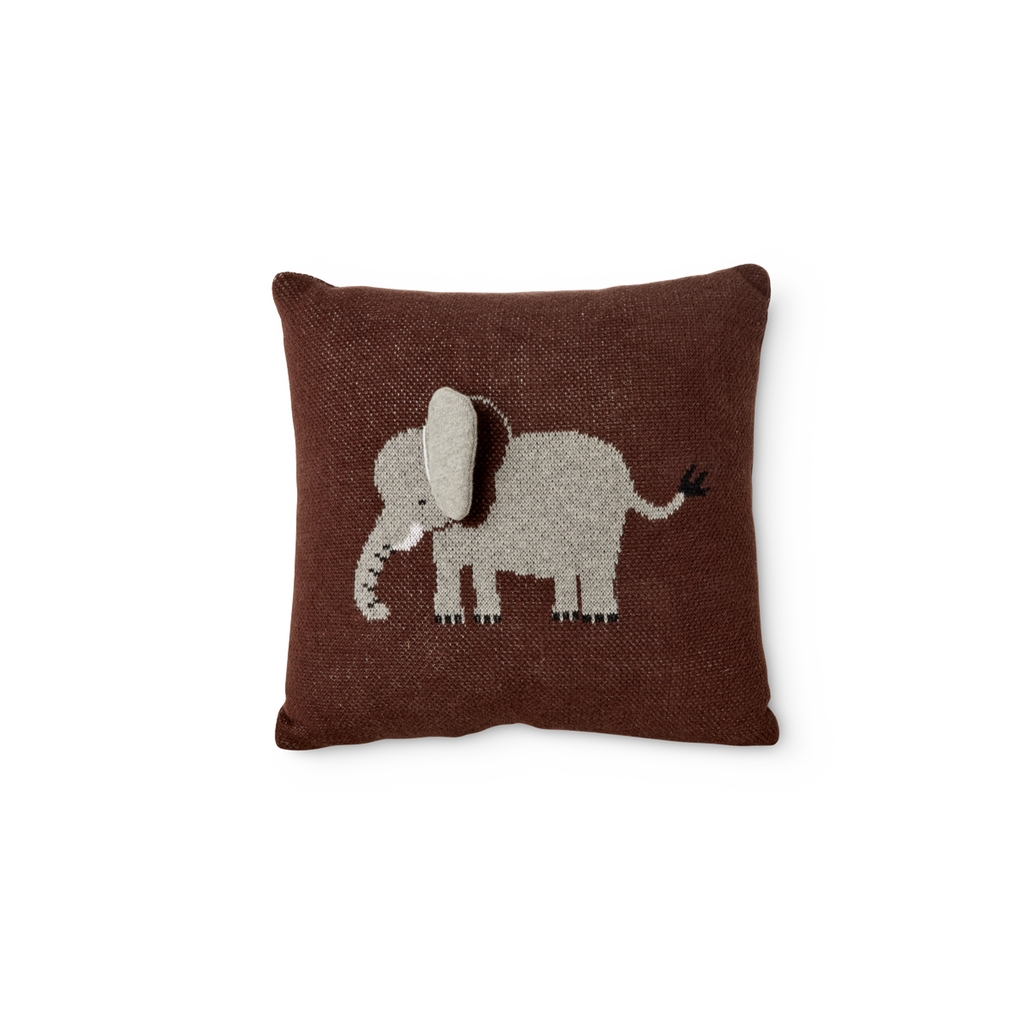 RICE Kinderkissen "Elephant" chocolate brown 100% Baumwolle mit Inlett