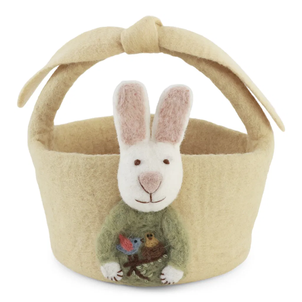 Gry & Sif handgefilztes Osterkörbchen gelb mit Hasi