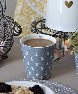 Krasilnikoff Happy Mug Bunnies grau Trinkbecher ohne Henkel