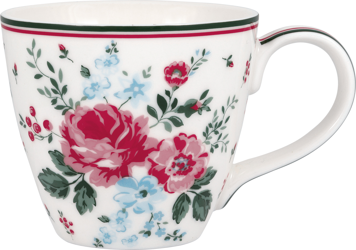 Greengate Becher Erica white Lattecup mit Henkel Mug