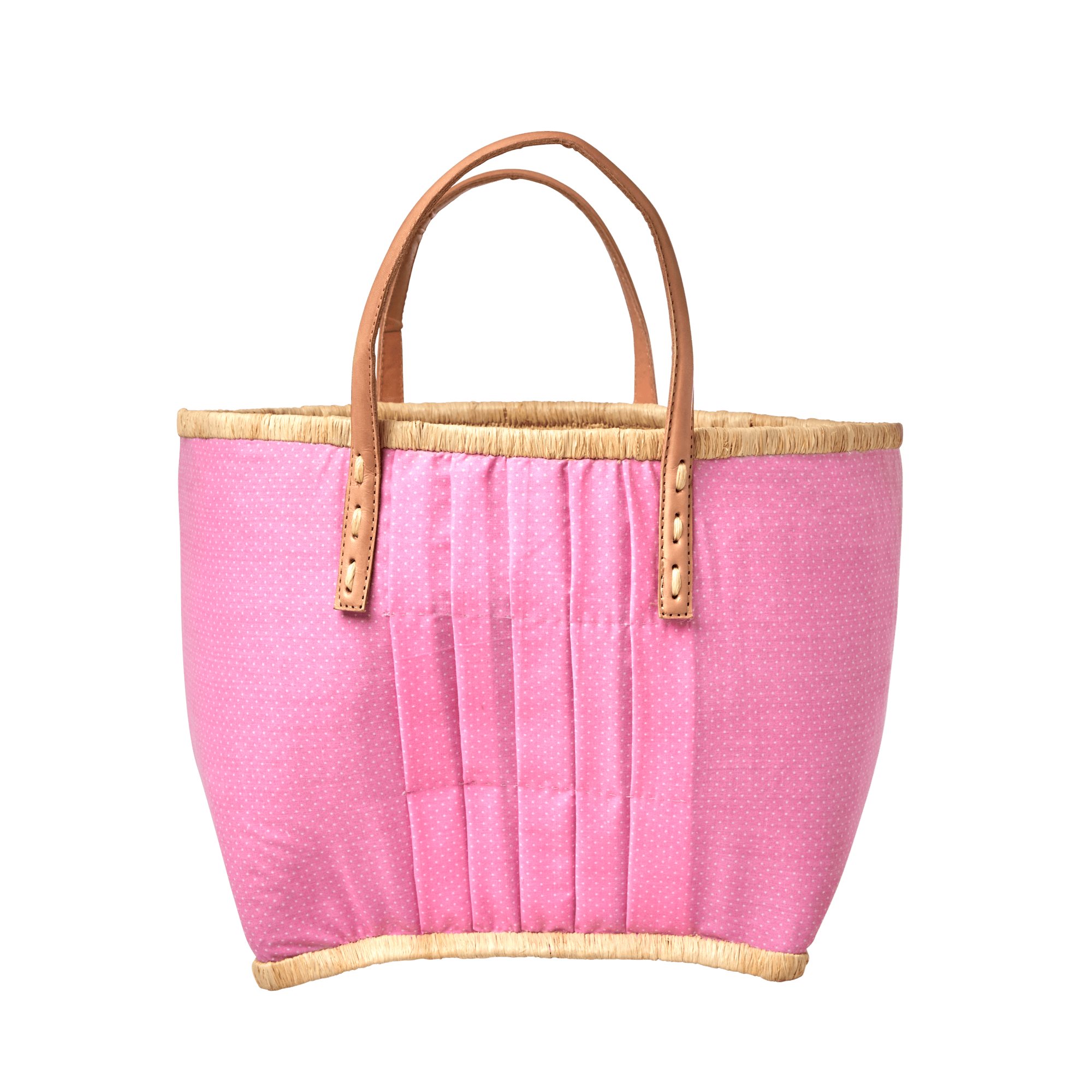 RICE Korbtasche  Pink mit Pünktchen Grösse M