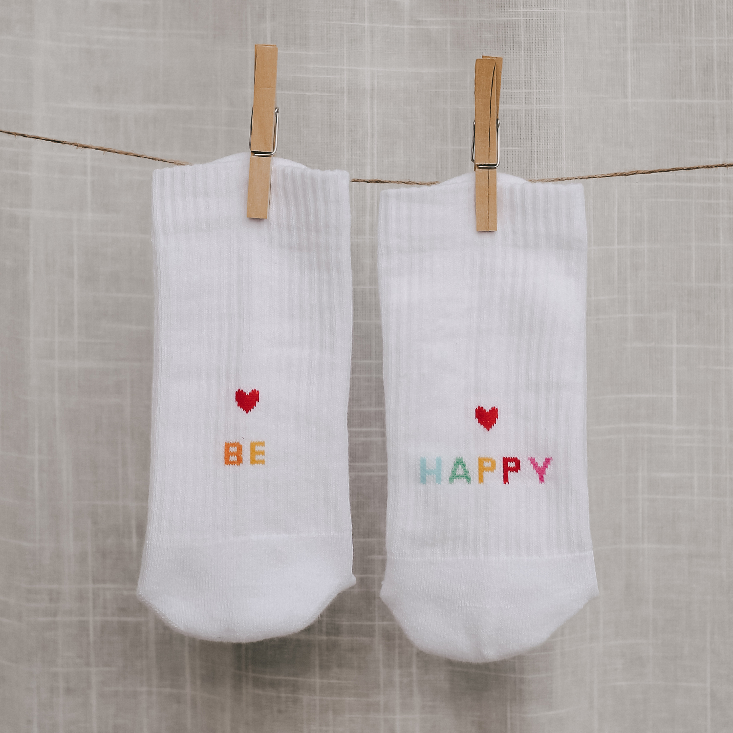 Eulenschnitt Mottosocken Be happy