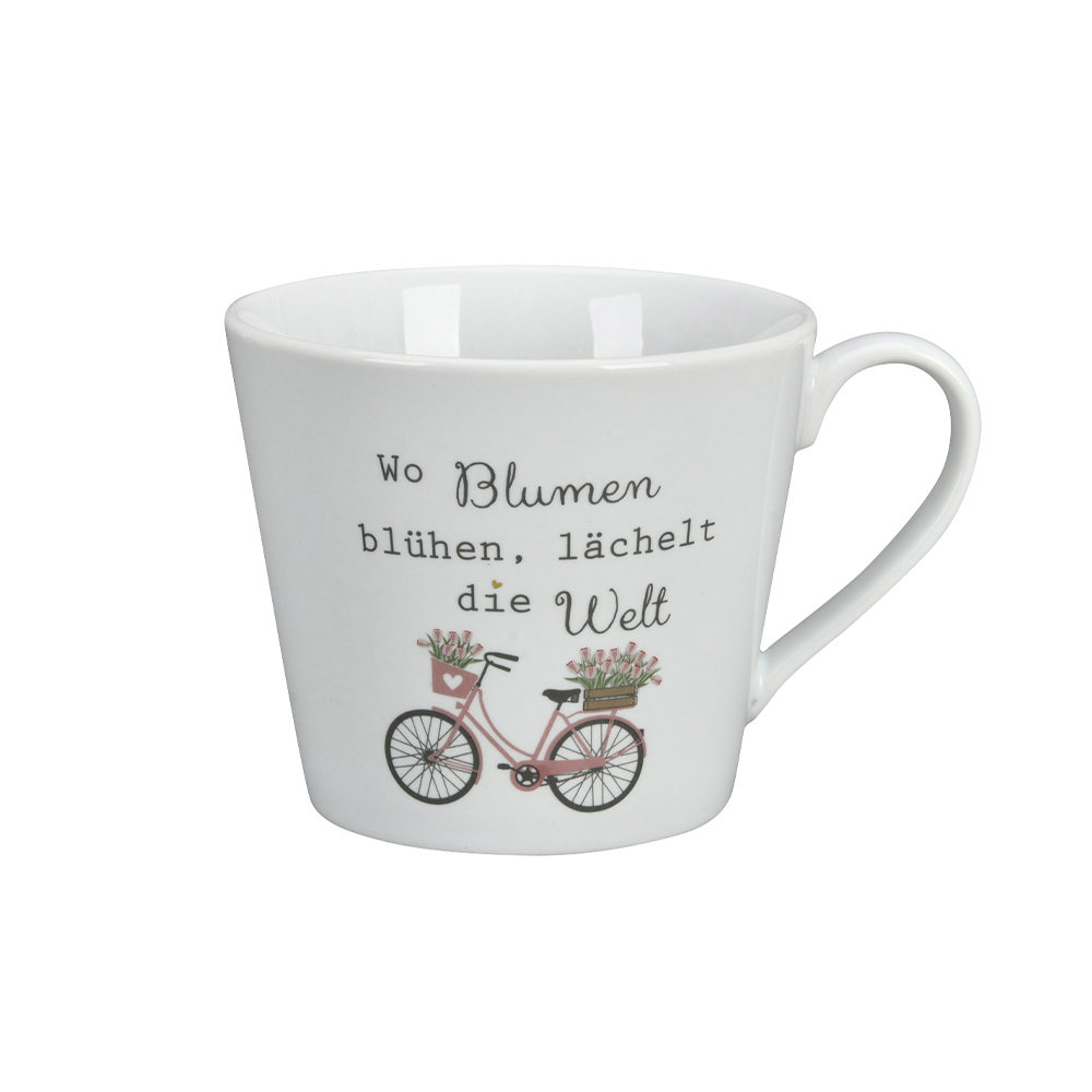 Krasilnikoff Happy Cup Wo Blumen blühen lächelt die Welt Trinkbecher mit Henkel