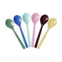 RICE Melamin Löffel Multicolor kurz im 6-er Pack