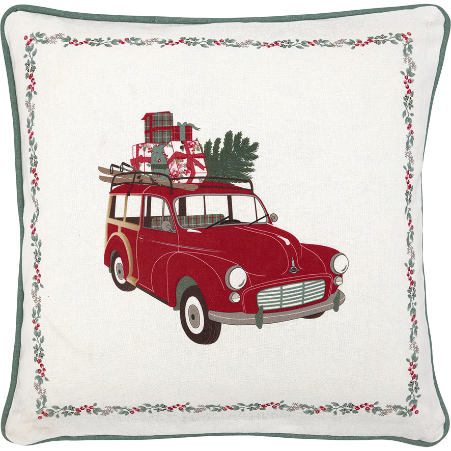 Greengate Kissenbezug Charline Car white 40 x 40 cm