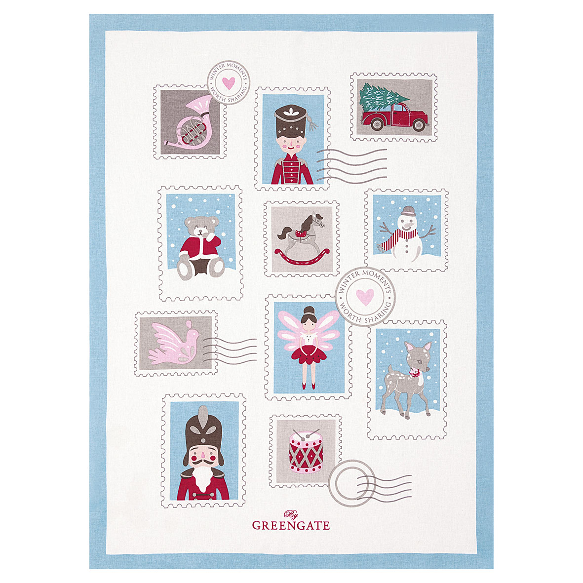 Greengate Geschirrtuch piece printed Xmas letter white Tea towel