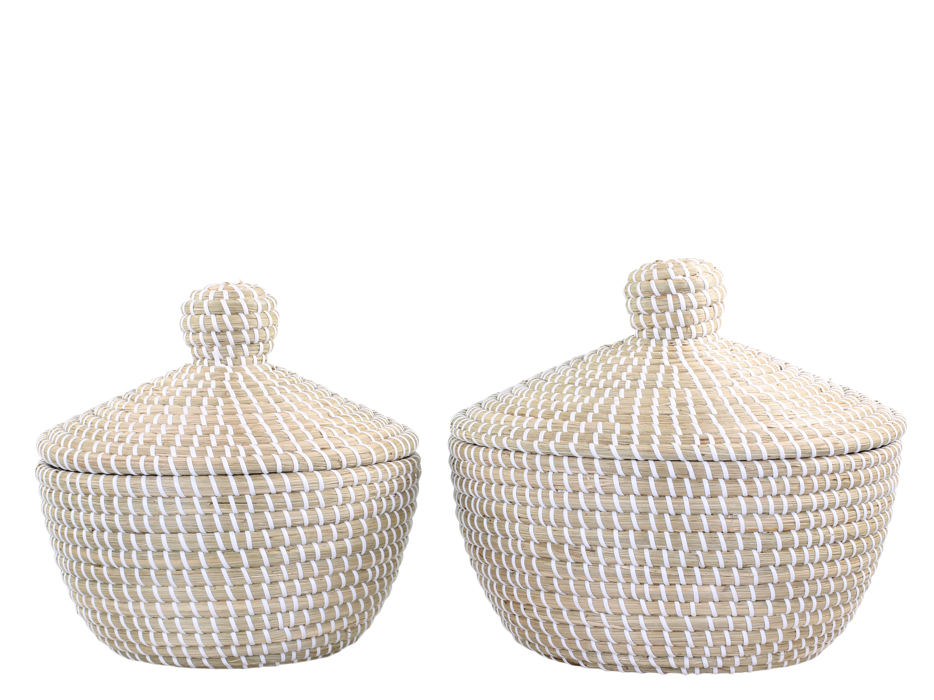 Chic Antique Aufbewahrungskorb aus Seegras mit Deckel natur weiß