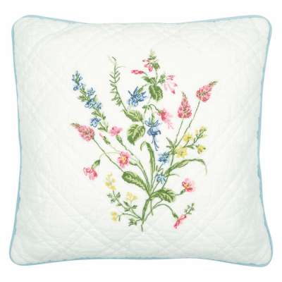 Greengate Kissenbezug Elwin white with embroidery mit Stickerei 40 x 40 cm