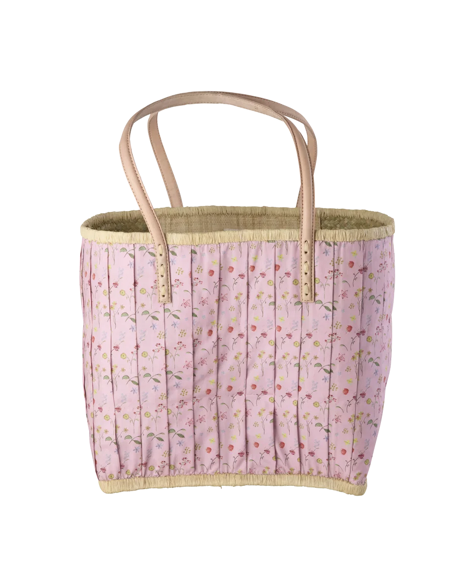 RICE Korbtasche Blümchenmuster pink Grösse L
