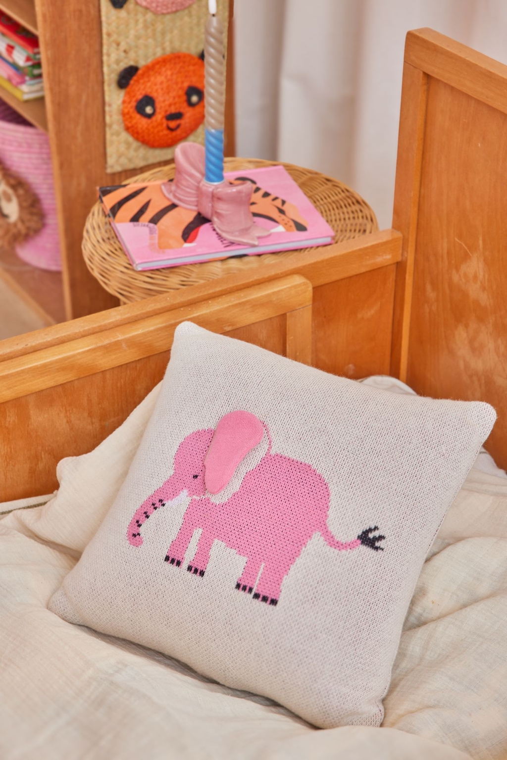 RICE Babydecke "Animals" feingestrickt aus 100% Baumwolle gedecktes pink