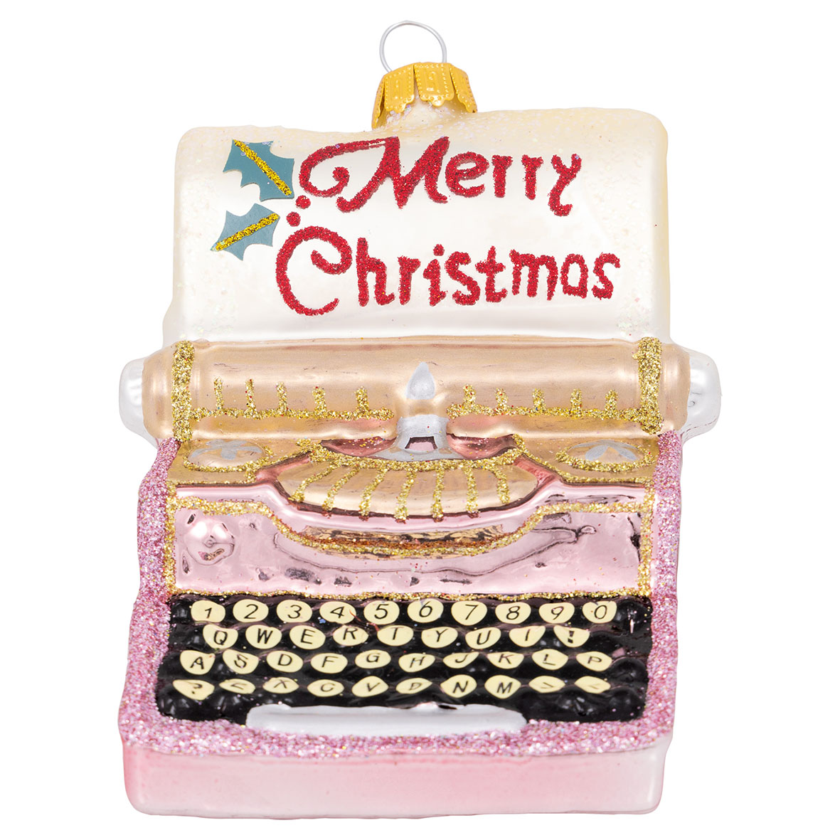 Greengate Weihnachtsbaumanhänger Typewriter Merry Xmas pale pink Schreibmaschine