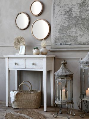 Chic Antique Spiegel rund mit Bambusrahmen 33 cm